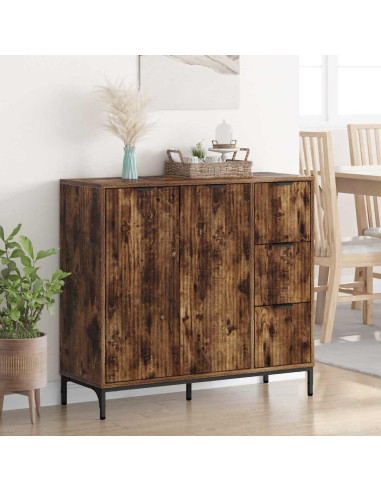 Credenza Rovere fumo 89.5 x 33 x 82 cm Legno multistrato