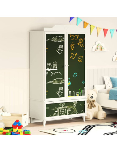 Armadio con Lavagna con cassetto Bianco Legno multistrato