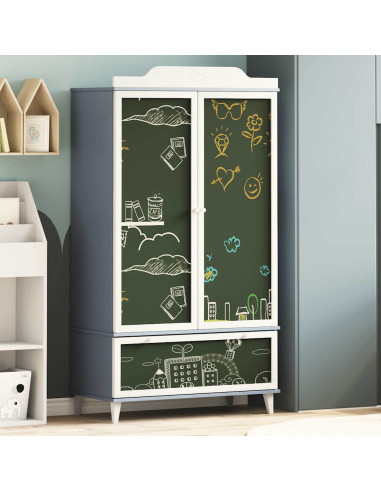 Armadio con Lavagna con porta Grigio e bianco Legno multistrato