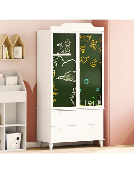 Armadio con Lavagna con cassetto Bianco Legno multistrato