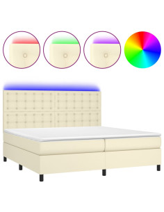 Giroletto a Molle con Materasso e LED Crema 200x200 cm 2