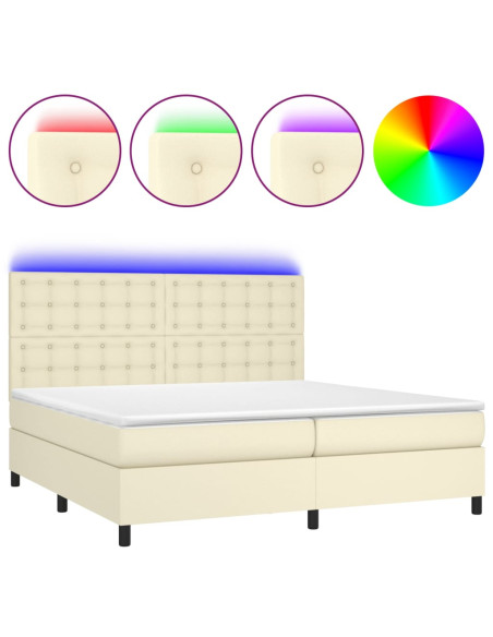 Giroletto a Molle con Materasso e LED Crema 200x200 cm