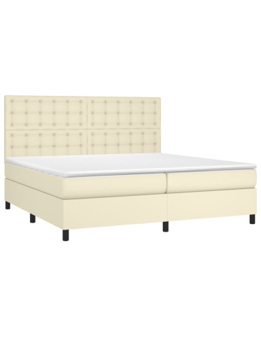 Giroletto a Molle con Materasso e LED Crema 200x200 cm