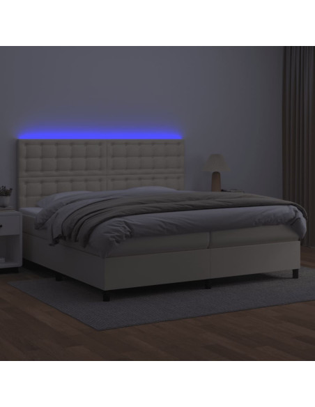 Giroletto a Molle con Materasso e LED Crema 200x200 cm