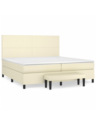 Giroletto a Molle con Materasso Crema 200x200 cm in Similpelle