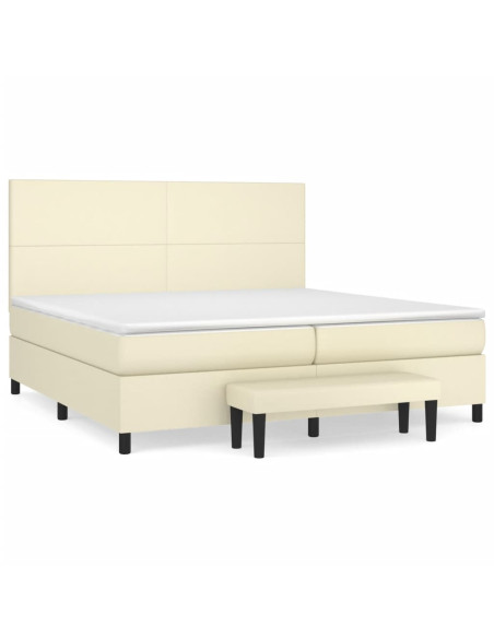 Giroletto a Molle con Materasso Crema 200x200 cm in Similpelle