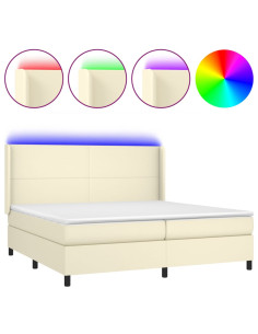 Giroletto a Molle con Materasso e LED Crema 200x200 cm 2