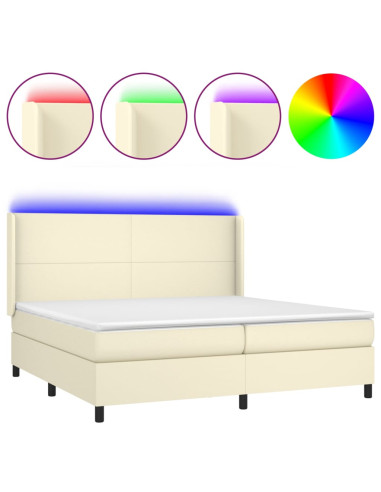 Giroletto a Molle con Materasso e LED Crema 200x200 cm