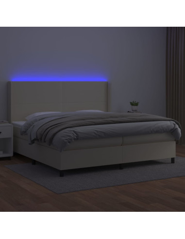 Giroletto a Molle con Materasso e LED Crema 200x200 cm