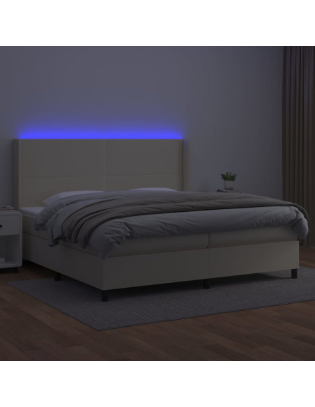 Giroletto a Molle con Materasso e LED Crema 200x200 cm