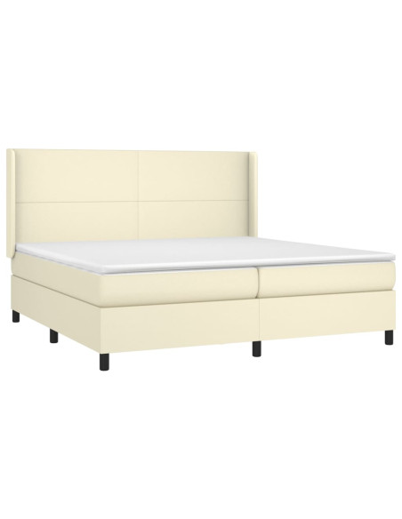 Giroletto a Molle con Materasso e LED Crema 200x200 cm