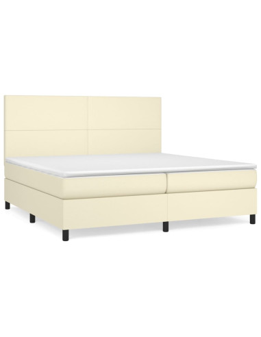 Giroletto a Molle con Materasso Crema 200x200 cm in Similpelle