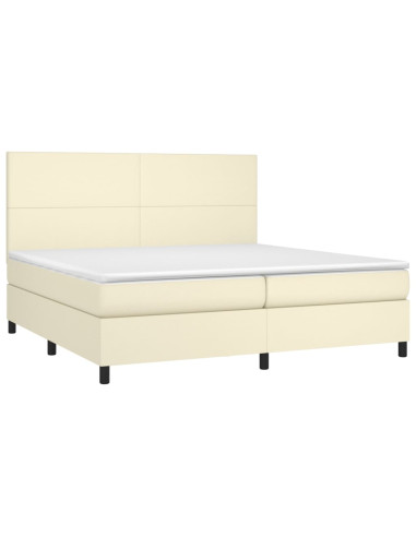 Giroletto a Molle con Materasso Crema 200x200 cm in Similpelle