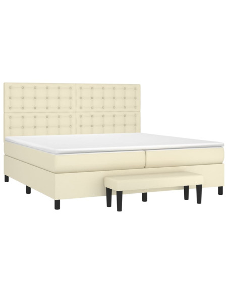 Giroletto a Molle con Materasso Crema 200x200 cm in Similpelle