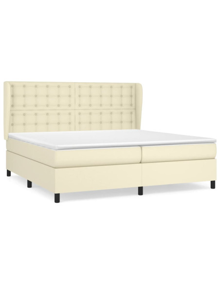 Giroletto a Molle con Materasso Crema 200x200 cm in Similpelle