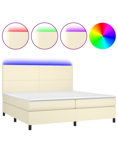 Giroletto a Molle con Materasso e LED Crema 200x200 cm