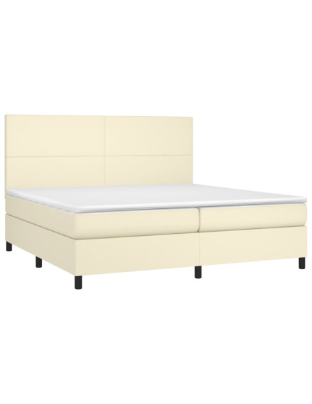 Giroletto a Molle con Materasso e LED Crema 200x200 cm