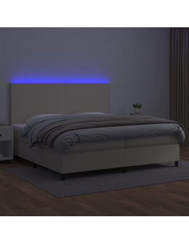 Giroletto a Molle con Materasso e LED Crema 200x200 cm