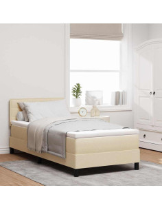 Letto box spring con materasso Crema 80 x 200 cm Tessuto 2