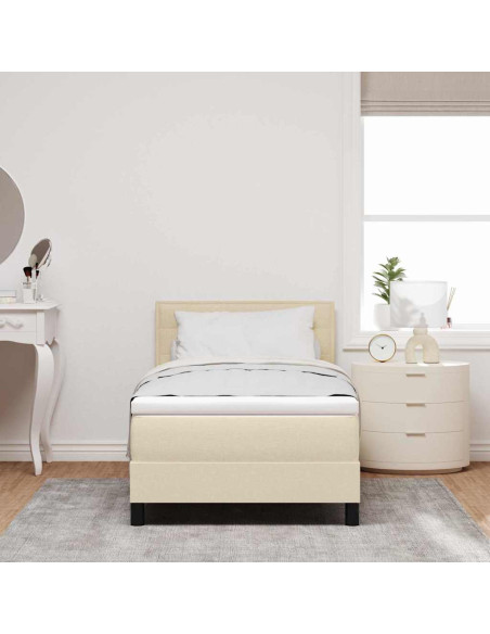 Letto box spring con materasso Crema 80 x 200 cm Tessuto