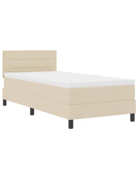 Letto box spring con materasso Crema 80 x 200 cm Tessuto