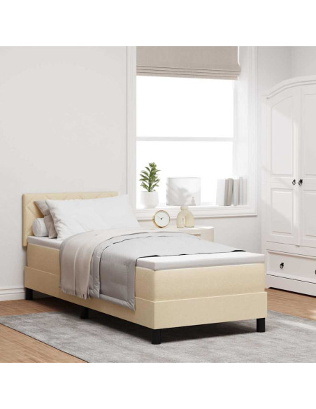 Letto box spring con materasso Crema 80 x 200 cm Tessuto