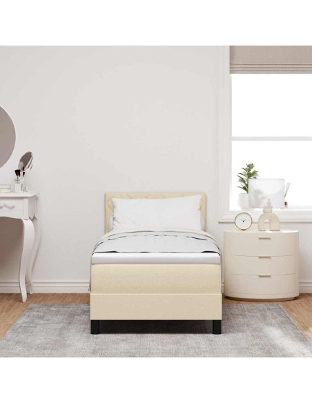 Letto box spring con materasso Crema 80 x 200 cm Tessuto