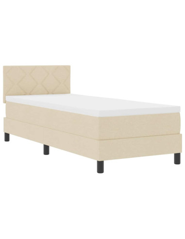 Letto box spring con materasso Crema 80 x 200 cm Tessuto