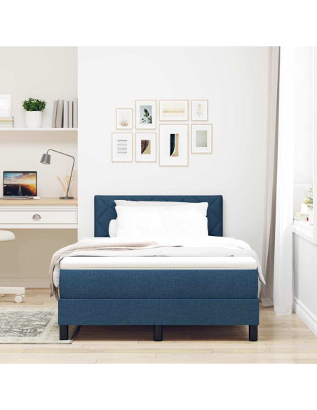 Letto box spring con materasso Blu 120 x 190 cm Tessuto