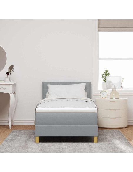 Letto box spring con materasso Grigio chiaro 90 x 190 cm