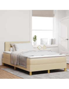 Letto box spring con materasso Crema 120 x 190 cm Tessuto 2
