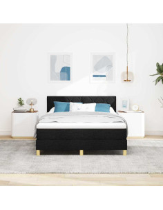 Letto a molle con cuscino Nero 140 x 190 cm Tessuto 2