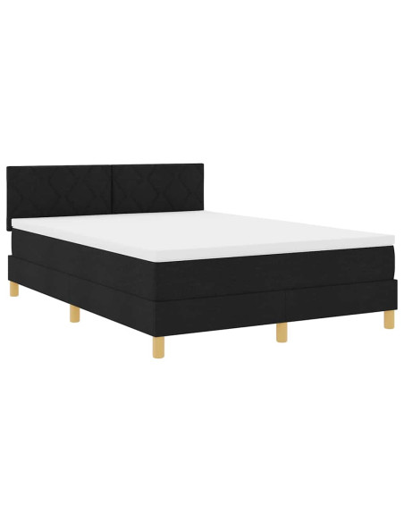 Letto a molle con cuscino Nero 140 x 190 cm Tessuto