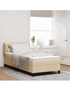 Letto box spring con materasso Crema 80 x 200 cm Tessuto 2