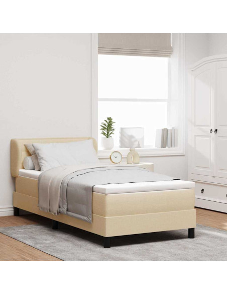 Letto box spring con materasso Crema 80 x 200 cm Tessuto