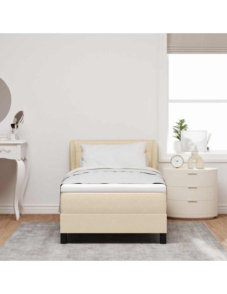 Letto box spring con materasso Crema 80 x 200 cm Tessuto