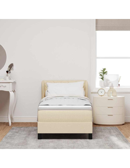 Letto box spring con materasso Crema 80 x 200 cm Tessuto