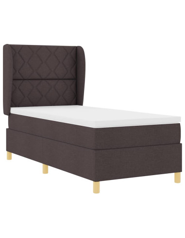 Letto a molle con testiera Marrone Scuro 190 x 90 cm Tessuto