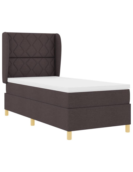 Letto a molle con testiera Marrone Scuro 190 x 90 cm Tessuto