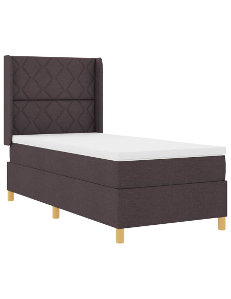 Letto a Molle con materasso Marrone scuro 90 x 190 cm Tessuto