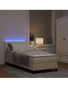 Letto a molle con materasso Crema 80 x 200 cm Tessuto 2