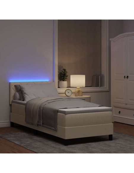 Letto a molle con materasso Crema 80 x 200 cm Tessuto