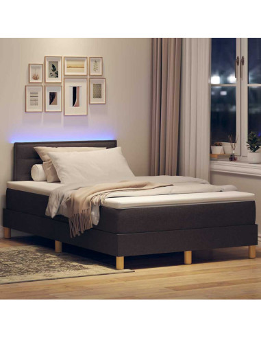 Letto a molle con materasso Marrone scuro 120 x 190 cm Tessuto