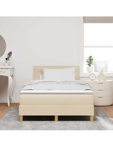 Letto a molle con materasso Crema 120 x 190 cm Tessuto