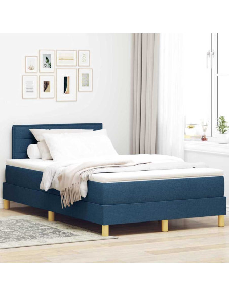 Letto a molle con materasso Blu 120 x 190 cm Tessuto