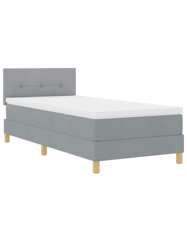 Letto a molle con materasso Grigio chiaro 90 x 190 cm Tessuto