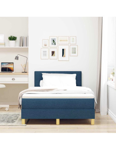 Letto a molle con materasso Blu 120 x 190 cm Tessuto