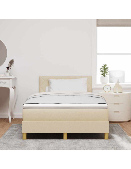 Letto a molle con materasso Crema 120 x 190 cm Tessuto