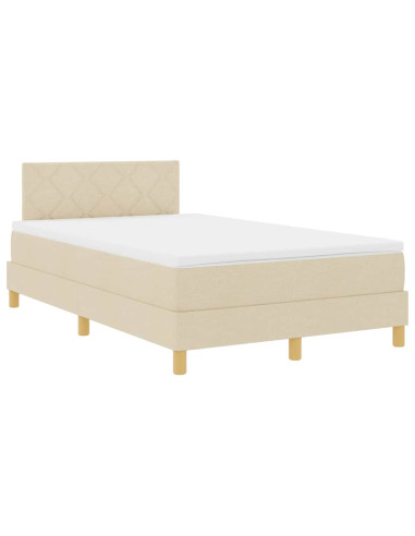 Letto a molle con materasso Crema 120 x 190 cm Tessuto