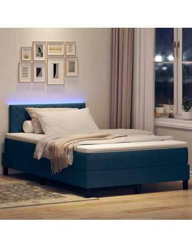 Letto a molle con materasso Blu 120 x 190 cm Tessuto